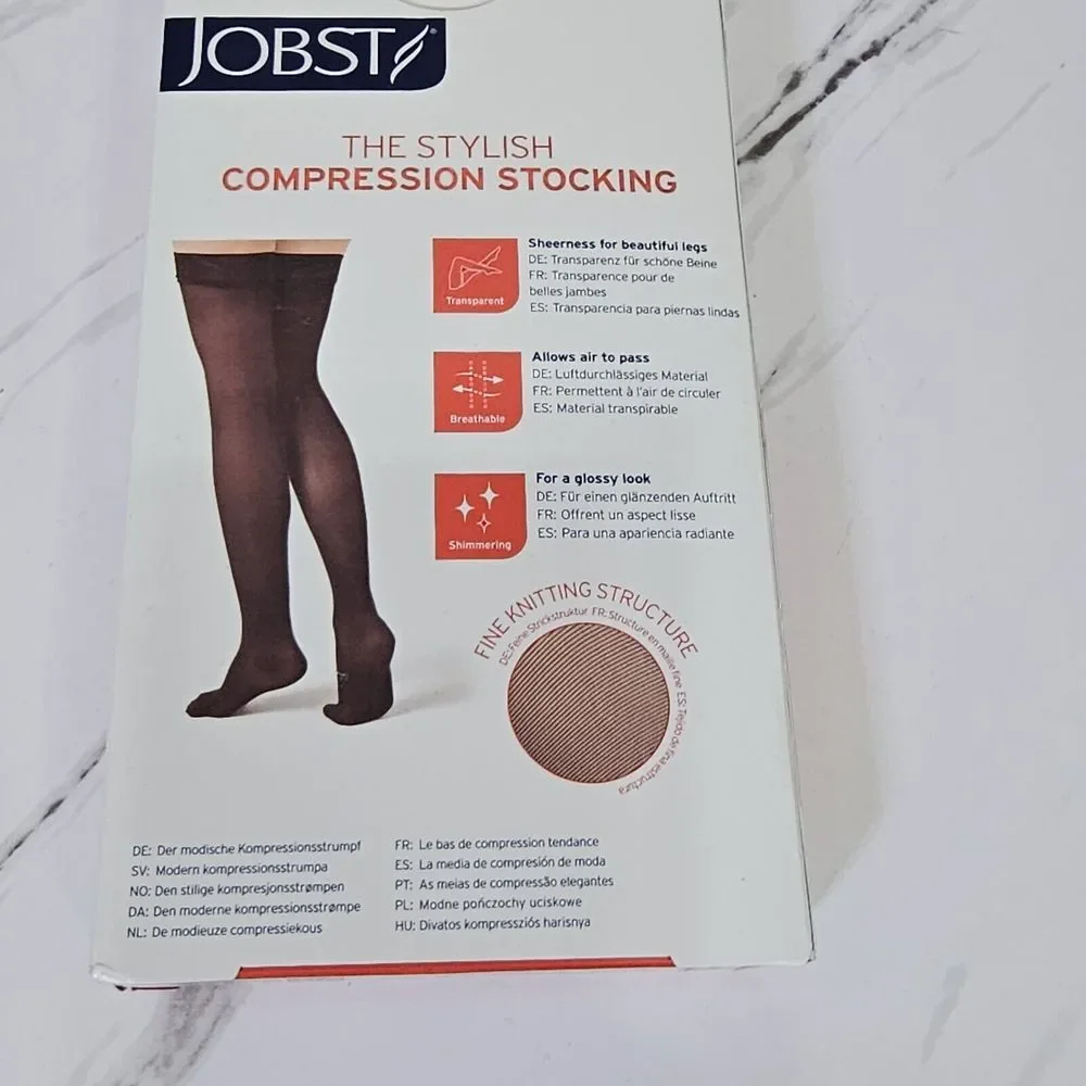 JOBST XL‎ Classic Black UltraSheer Thigh High w/ Lace Silicone Top Band